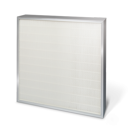 FILTRO DE AIRE HEPA  MARCO CHAPA ALUMINIO (Junta de PU, protección ambas caras pintadas en epoxy color blanco) ,PLIEGUE DE 50 MM FIBRA DE VÍDRIO H14